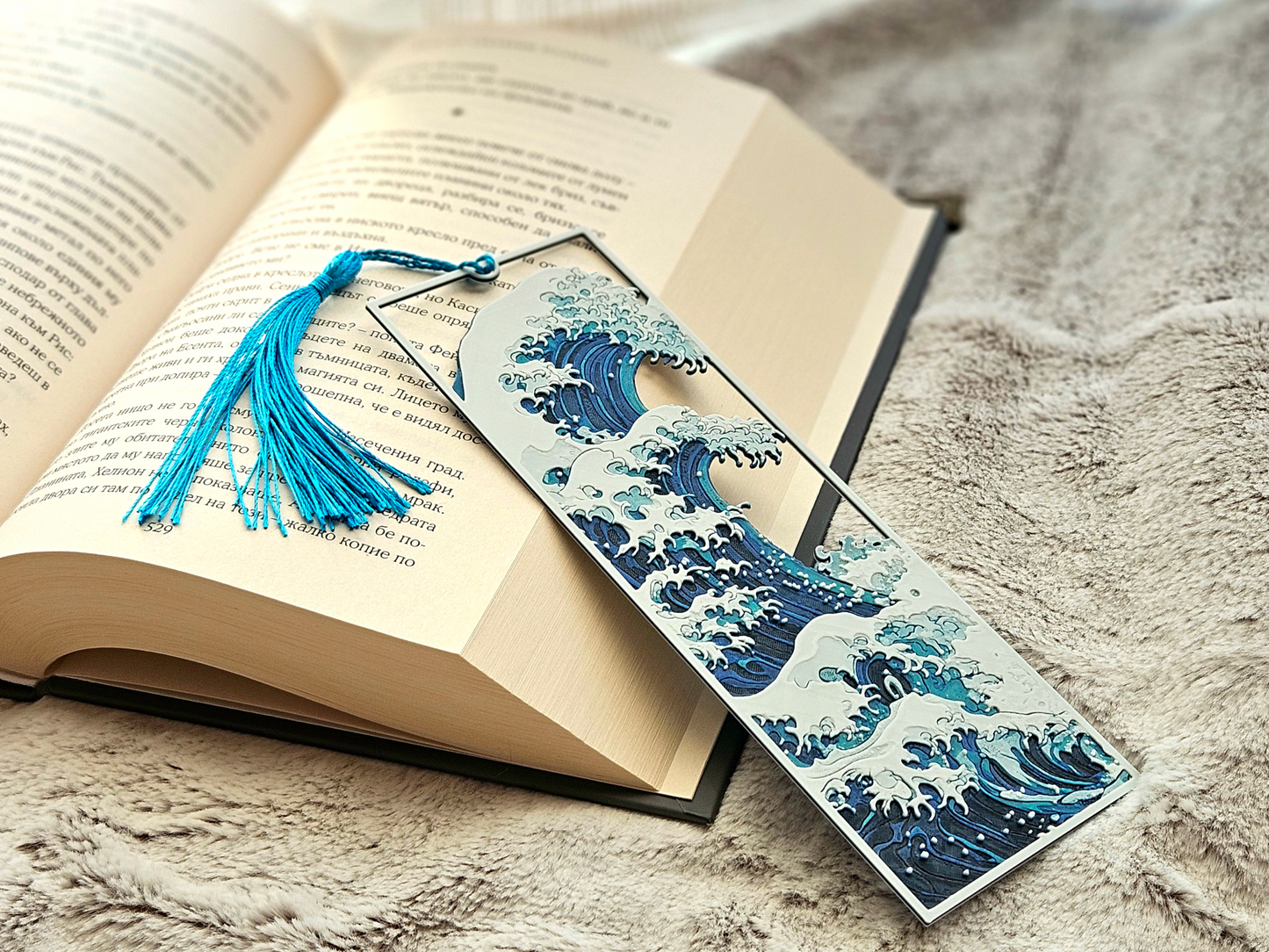 The Great Wave Bookmark Japanese Art-Inspired Blue Tassel Hokusai Style Gift for Books Journals (Copy) - Brooks3DPrint