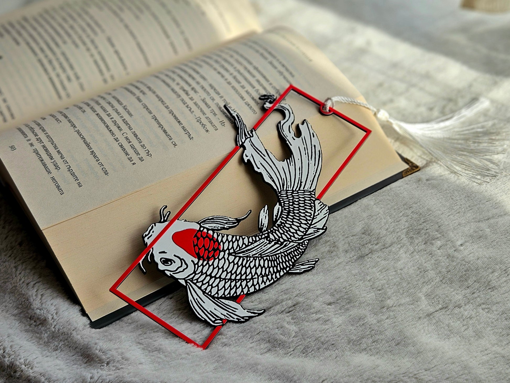 Tancho Koi Bookmark Japanese Art-Inspired Koi Carp Gift for Books Journals - Brooks3DPrint