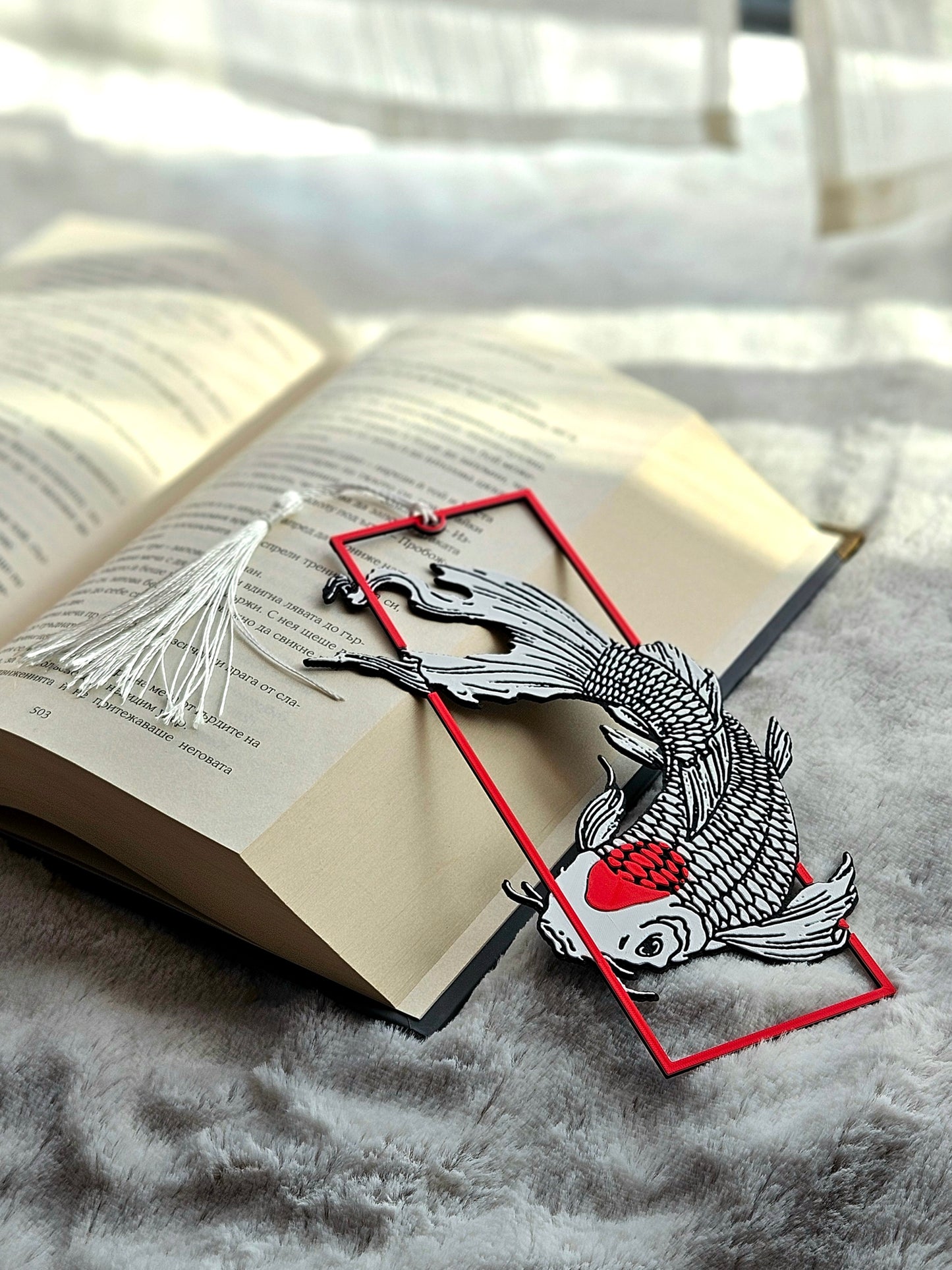 Tancho Koi Bookmark Japanese Art-Inspired Koi Carp Gift for Books Journals - Brooks3DPrint