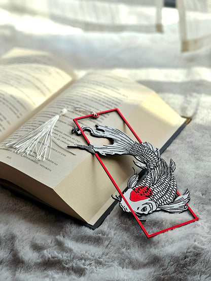 Tancho Koi Bookmark Japanese Art-Inspired Koi Carp Gift for Books Journals - Brooks3DPrint