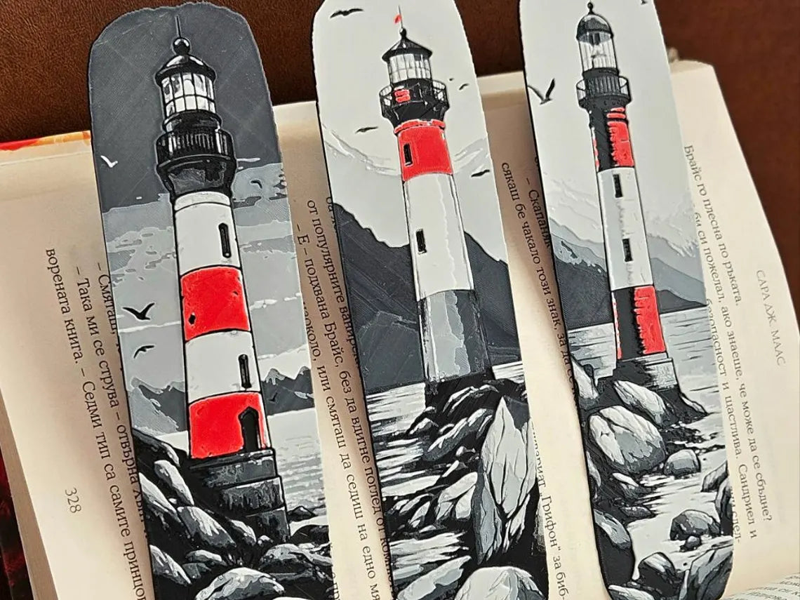 Lighthouse Bookmark 3D Printed Gift Set for Books Journals - Brooks3DPrint