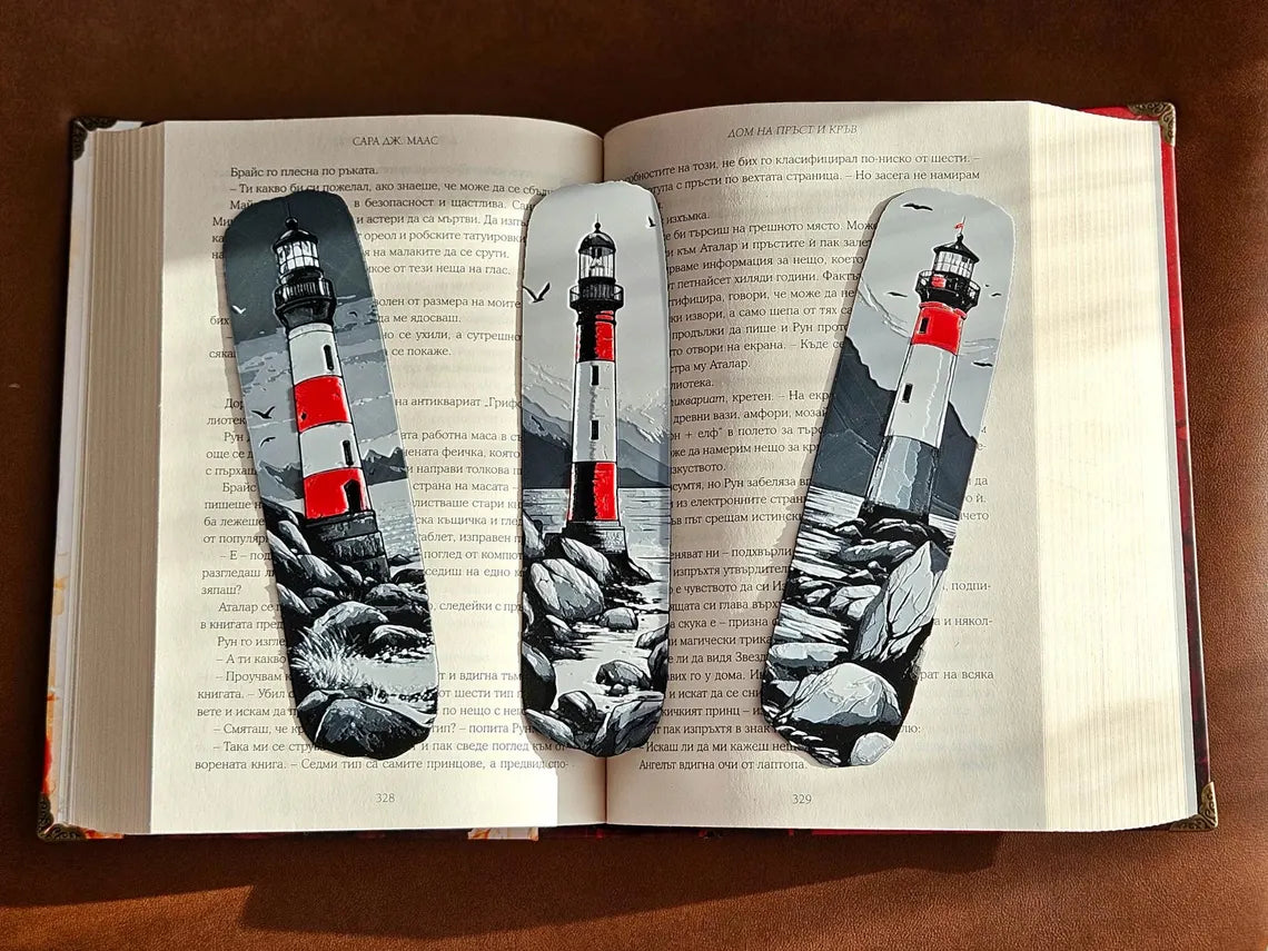 Lighthouse Bookmark 3D Printed Gift Set for Books Journals - Brooks3DPrint