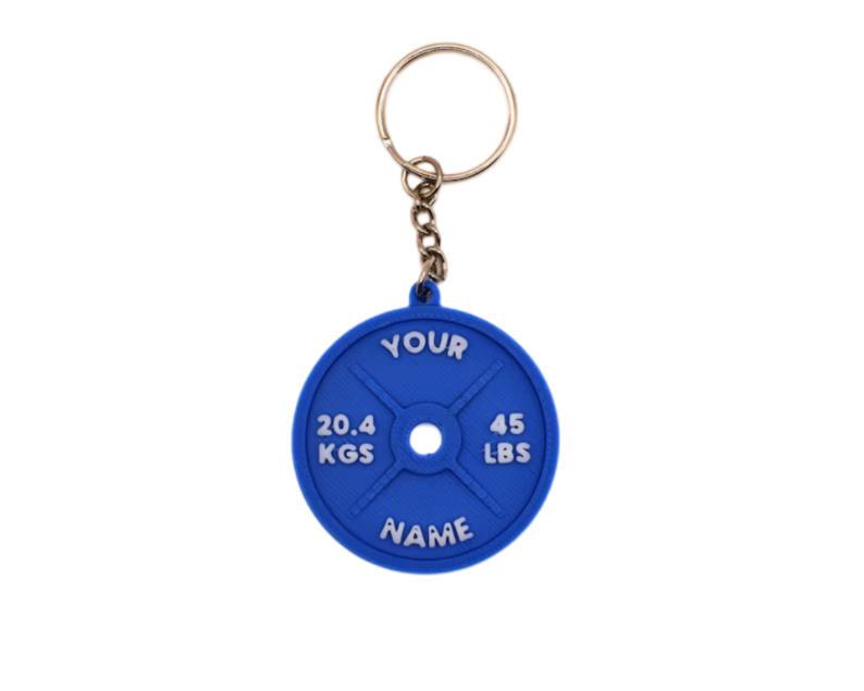 Personalised Gym Weight Plate Keyring - Brooks3DPrint