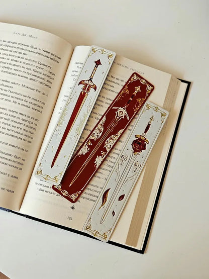 Blade & Blossom Bookmark Sword Floral Fantasy Design Gift Set for Books Journals - Brooks3DPrint