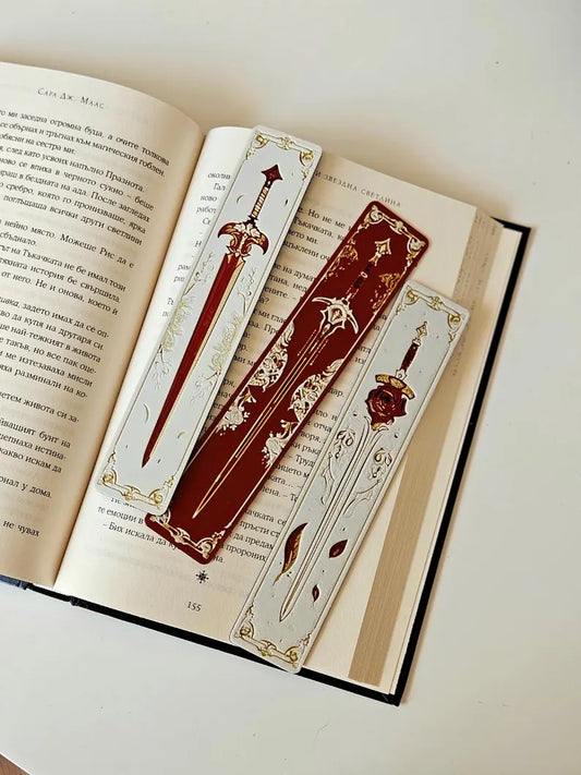 Blade & Blossom Bookmark Sword Floral Fantasy Design Gift Set for Books Journals - Brooks3DPrint