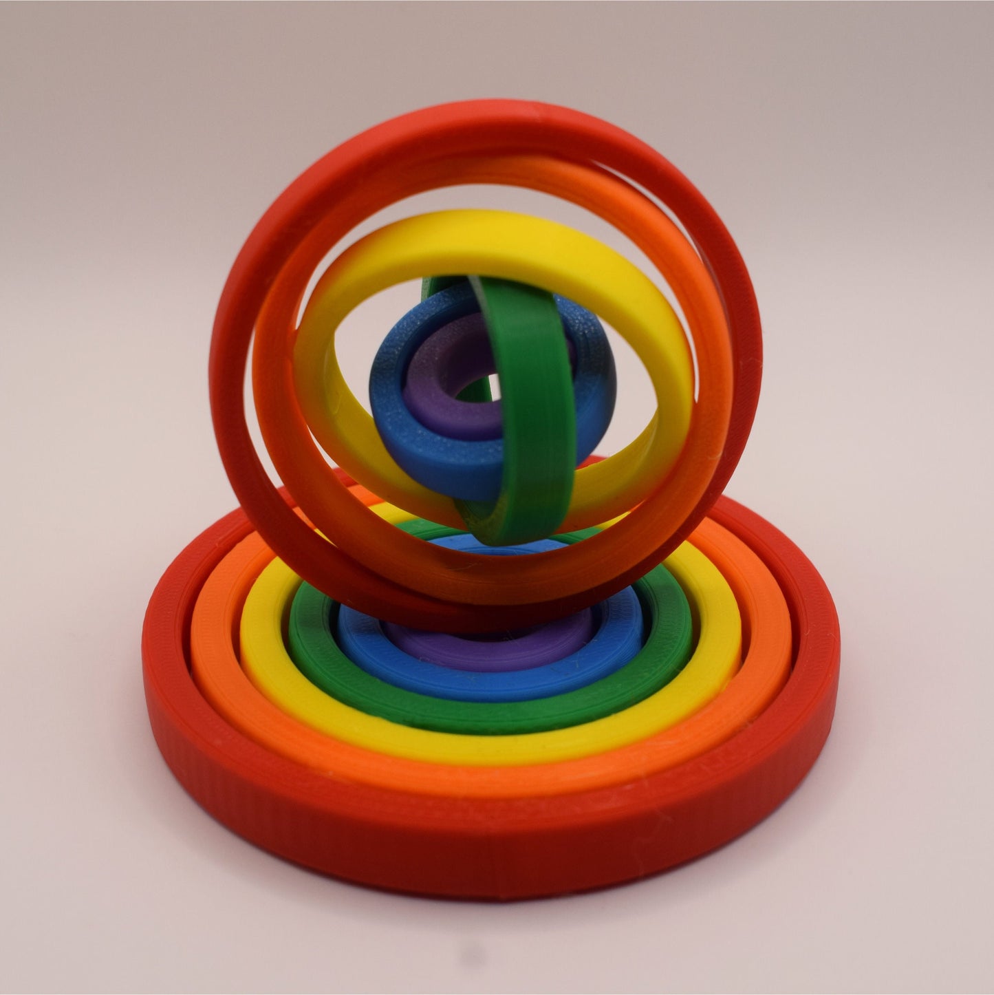 Pride Rainbow Gyroscopic Spinner 3D Printed Fidget, Handheld Fidget Toy Stress Reliever, Toy for All Ages - Brooks3DPrint