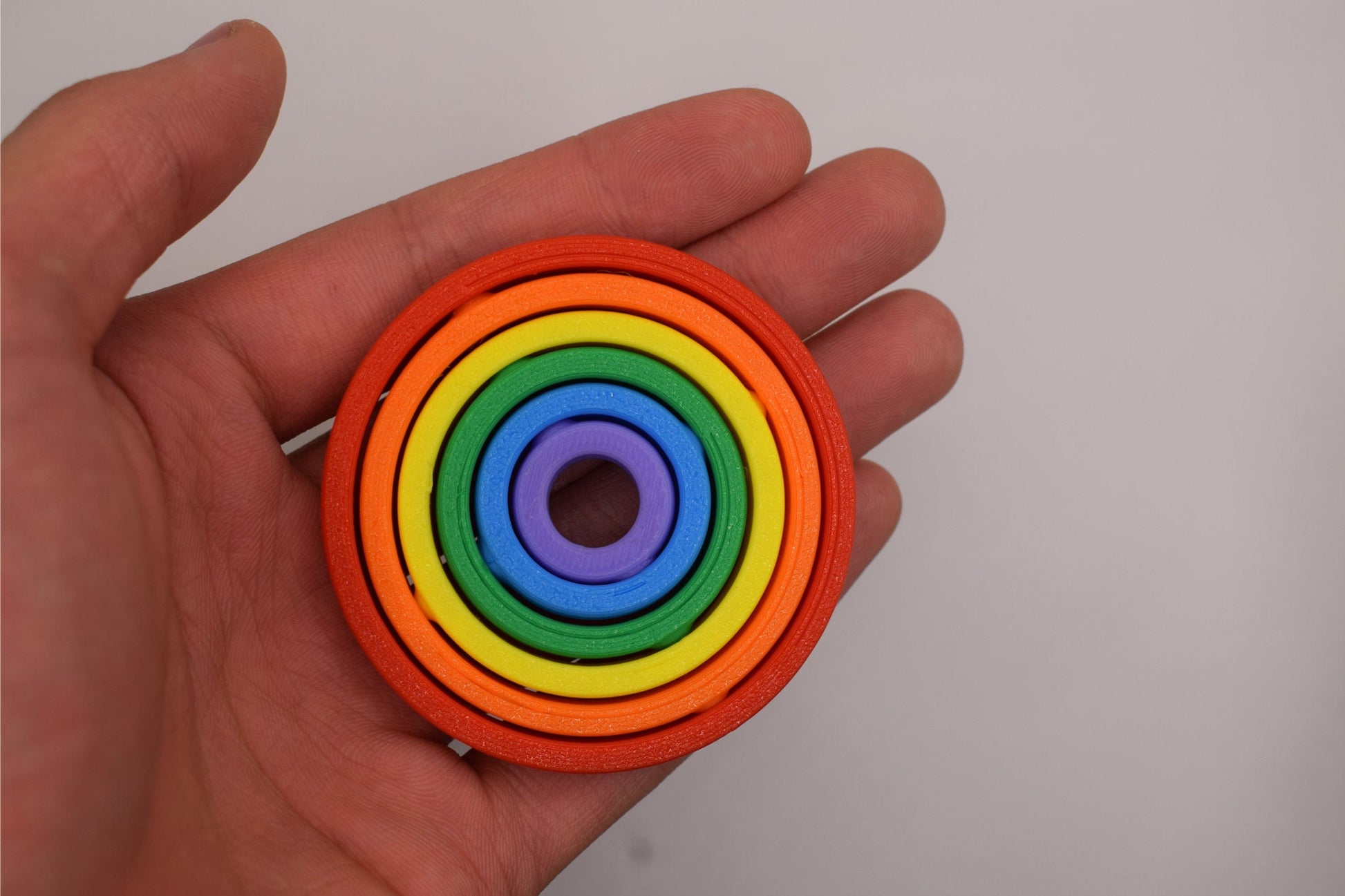 Pride Rainbow Gyroscopic Spinner 3D Printed Fidget, Handheld Fidget Toy Stress Reliever, Toy for All Ages - Brooks3DPrint