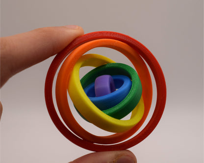 Pride Rainbow Gyroscopic Spinner 3D Printed Fidget, Handheld Fidget Toy Stress Reliever, Toy for All Ages - Brooks3DPrint