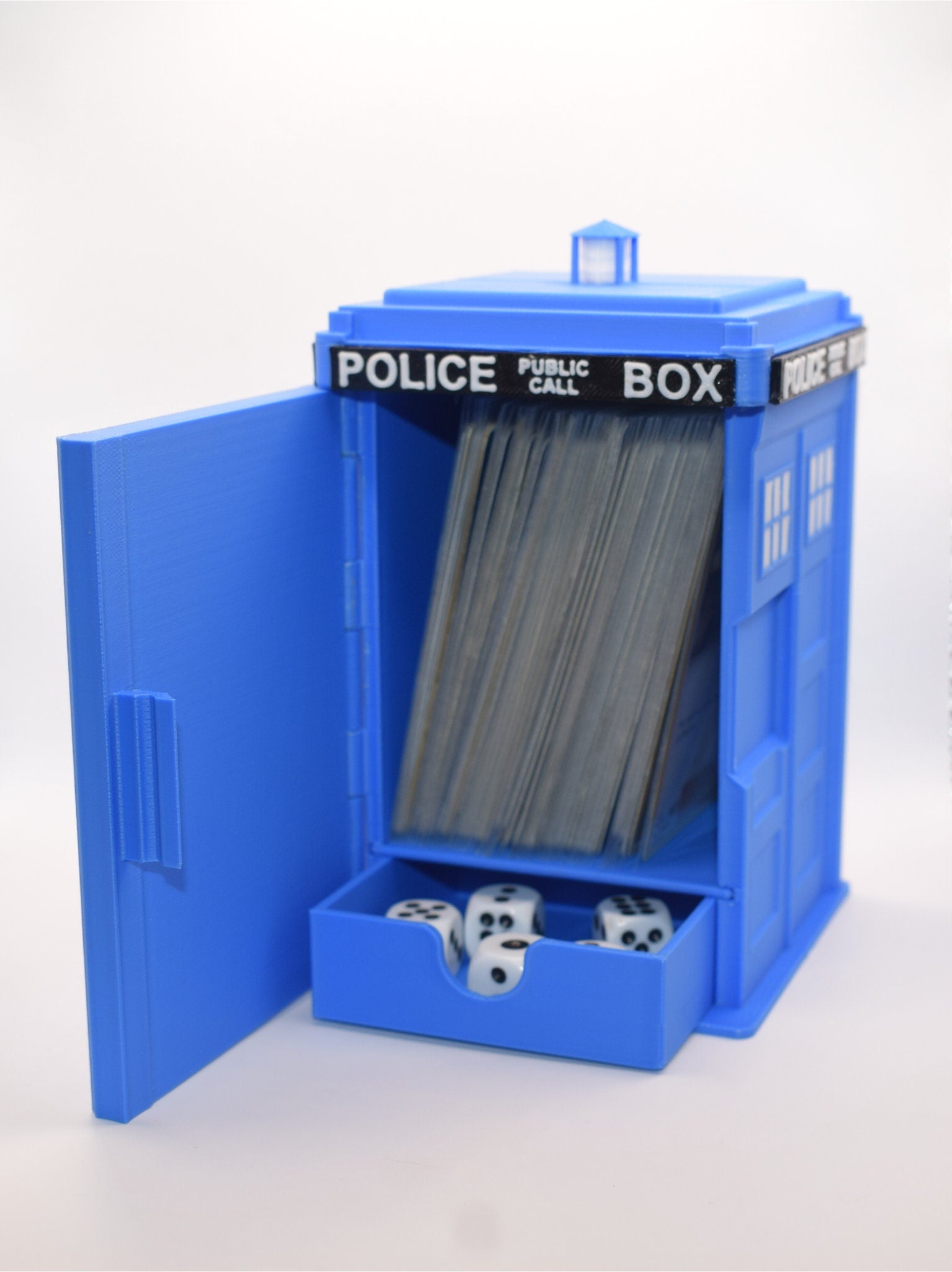 MTG Tardis Deck Box | EDH / Commander | Magic The Gathering | Card Box with Dice Storage - Brooks3DPrint